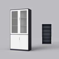 Meuble de rangement en acier inoxydable anti-poussière sur mesure pour bureau, classement de documents, présentoir de bons de commande, bibliothèque avec porte coulissante en verre