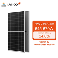 Panneaux solaires Aiko Abc 645W 650W 655W 660W 665W 670W AIKO-G-MCH72Mw Comet 2U Mono Glass Module Haute Efficacité 24,8% Type N