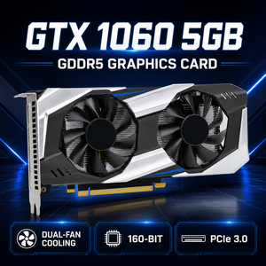 Carte graphique GTX 1060 5 Go GDDR5 160 bits, double ventilateur, GPU de jeu 4K pour PC de bureau, composants informatiques, 5G 5 Go GDDR5 VRAM sur 160 bits - Product Image 1