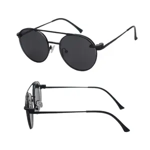 2024 Fashionable Elegant Design Metal Glasses Sun Glasses Simplicity Style UV400 Round Retro Custom Circle Sunglasses