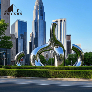 Sculpture abstraite creuse en acier inoxydable QUYANG, grande statue ronde en métal <span class=keywords><strong>miroir</strong></span> pour parc extérieur, décoration de jardin - Product Image 3