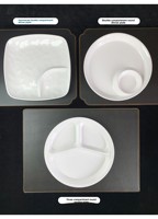 Plateau carré blanc A5 pour restauration rapide, assiette repas compartimentée pour cantine étudiante, ensemble de bols à quatre/six compartiments, vente en gros