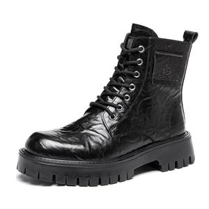 Brown High Top Slip-On Waterproof Genuine Leather Rubber Boots Thick Warm Casual Fashionable High End Mardi Comfortable - Product Image 5