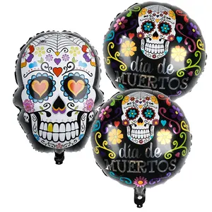 Tag der toten Zuckers chädel folien ballons Dia de Muertos Party liefert Globos für mexikanische tote Party dekoration