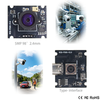 Módulo de Cámara USB de 5MP 98 °   Cámara web gran angular con micrófono, 2592x1944*30fps UVC Plug & Play