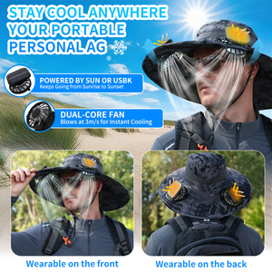 Наружная Рабочая кепка с солнечным вентилятором, шляпа от солнца, охлаждающая шляпа с широкими полями для улицы - Product Image 2