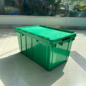 High quality industrial plastic storage crate plastic moving box with lid
