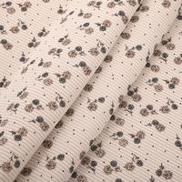 Tissu en velours côtelé imprimé floral brossé en gros, tissu en velours côtelé imprimé floral personnalisé pour robe