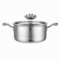 WOXIANG Marmite en acier inoxydable triple épaisseur 16 cm, répartition uniforme de la chaleur, ustensile de cuisson durable pour Shabu Shabu et soupes