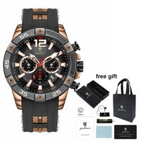 Montre Homme Gohuos 9805 de Luxe à Bracelet en Silicone, Mouvement Quartz, Étanche, Aiguilles Lumineuses, Montre-Bracelet Sportive avec Sac et Boîte Reloj