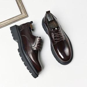 Autumn Latest Formal Business Genuine Leather English Square-<b>Toe</b> Hand-carved Embossing Lace-up Oxford Breathable Anti-Sliproof - Product Image 4