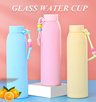 Nouvelle Tasse en Verre Thermorésistant Couleur Unie avec Bouchon à Vis, Gobelet Portable pour Étudiants, Idéal pour la Rentrée Scolaire et l'Usage Quotidien