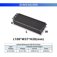 Controlador LED de corriente constante, transformador de caja de aluminio impermeable IP65, 1500mA, 85-265V, CA a CC, 24-36V, 50W