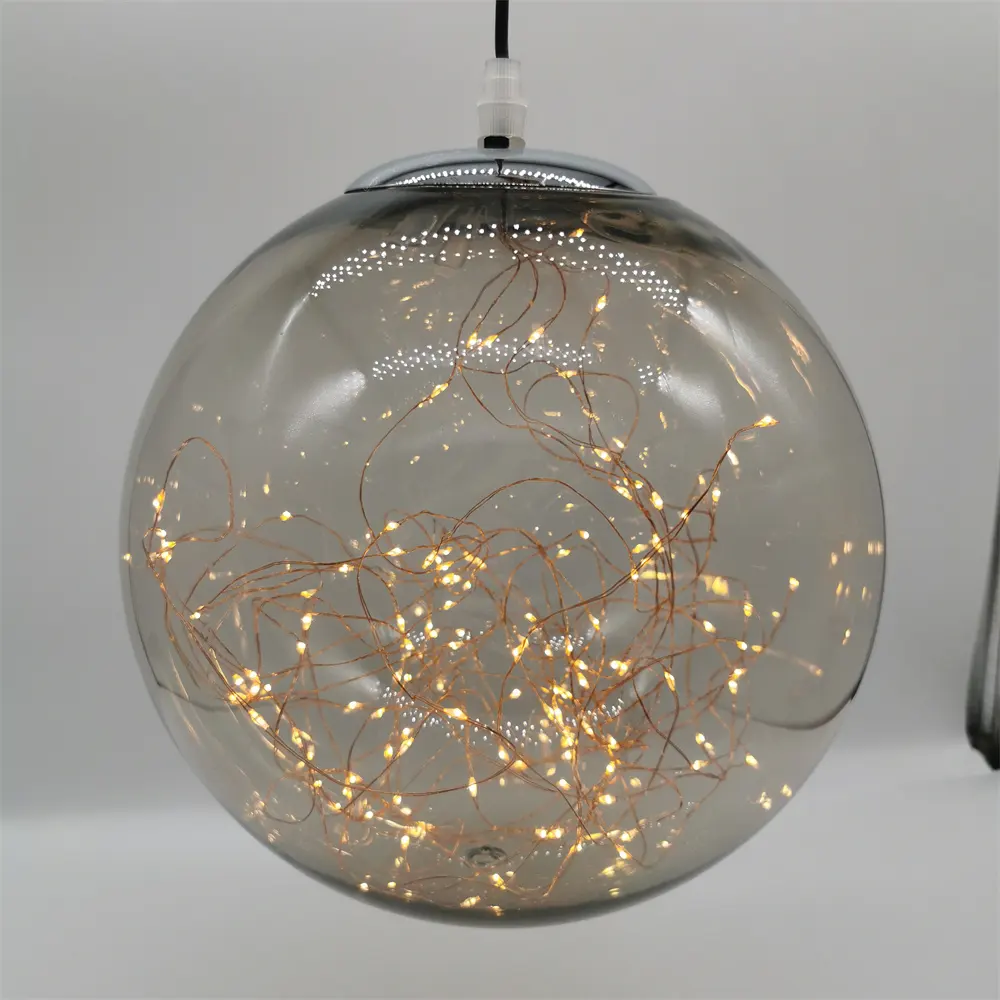 Bola de fumaça com luz externa de led, fio de cobre iluminação