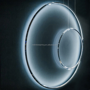 Elegante colgante decorativo Circular LED luces colgantes diámetro 450mm Fondo interior nórdico pared lineal lámparas de bucle suspendido - Product Image 6
