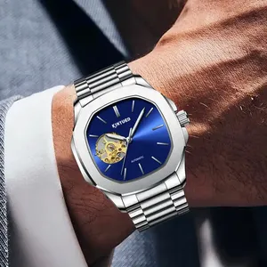 Montres mécaniques automatiques squelette de luxe de marque supérieure KINYUED J112 pour hommes, étanches, en acier inoxydable noir, Relogio Masculino - Product Image 5