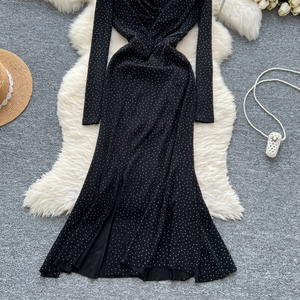 Abito a <span class=keywords><strong>maniche</strong></span> <span class=keywords><strong>lunghe</strong></span> Sexy con scollo altalena e <span class=keywords><strong>scollato</strong></span> a <span class=keywords><strong>maniche</strong></span> <span class=keywords><strong>lunghe</strong></span> alla moda <span class=keywords><strong>vestito</strong></span> a spacco con punta calda - Product Image 5