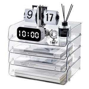 Trong suốt Máy tính để bàn tập tin lưu trữ Kệ sách cuốn sách bàn lưu trữ Kệ văn phòng Acrylic A4 giấy tổ chức hộp - Product Image 1