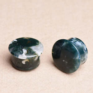 بالجملة أفضل جودة جميلة حجر طبيعي طحلب عقيق شمعة مضيئة واحدة مع أخدود الجسم المجوهرات سدادات الأذن سدادات الأذن ثقب - Product Image 1