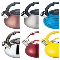 Bouilloire sifflante ergonomique à poignée froide au toucher, en acier inoxydable de qualité alimentaire, avec fond à induction, 2,5L-3,5L