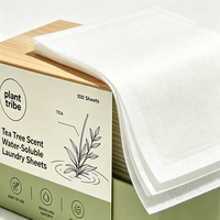 Feuilles de lessive parfumées à l'arbre à thé, portables, nettoyage en profondeur, parfum frais, papier de lessive dissolvable