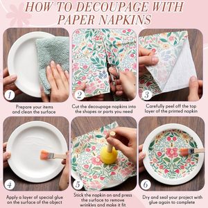 20 confezioni personalizzate <span class=keywords><strong>tovaglioli</strong></span> floreali assortiti <span class=keywords><strong>Decoupage</strong></span> Toile <span class=keywords><strong>tovaglioli</strong></span> floreali 20 stili 6.5 bella carta decorativa Cocktail - Product Image 4