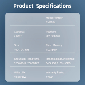 Perusahaan asli SSD PM983a 7.68TB AS 2 PCIe3.0 MZ-QLB7T6B untuk Samsung Hdd eksternal NVMe Server Disk kinerja tinggi - Product Image 5