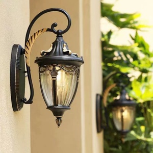 <b>Outdoor</b> Wall Mount Brass Lamp Tempered Glass Diffuser 3500K Warm White <b>Light</b> Waterproof Solar Powered 10-Year Warranty LED - Product Image 5