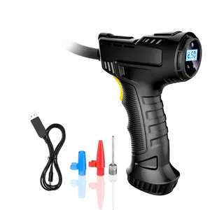 Tyre Inflator,120W Wireless Car Air Compressor Portable USB Rechargeable Inflatable Pump with 3 Inflate Nozzles LED Lighting