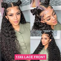 Perruque Lace Frontale en Cheveux Humains Bouclés Ondulés Profonds HD 13x6 Transparente Densité 250, 30-36 Pouces, Perruques Lace Front en Cheveux Humains 13x4
