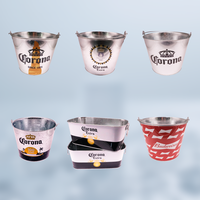 Seau à glace cylindrique en fer blanc brillant imprimé offset de marque GC Guangdong, bac de fête, refroidisseur de boissons, bière, champagne, vin
