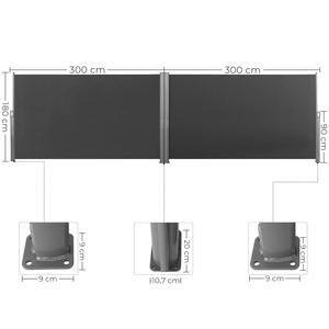 Auvent rétractable <span class=keywords><strong>double</strong></span> pliable SONGMICS pour terrasse extérieure, jardin, écran d'intimité avec poteau en acier - Product Image 6