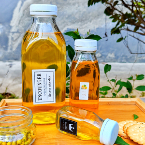 Bouteilles en verre vides de jus Bouteille en verre transparent utilisée pour conserver la capacité des jus 250ml 350ml 500ml 750ml 1000ml à bas prix - Product Image 3