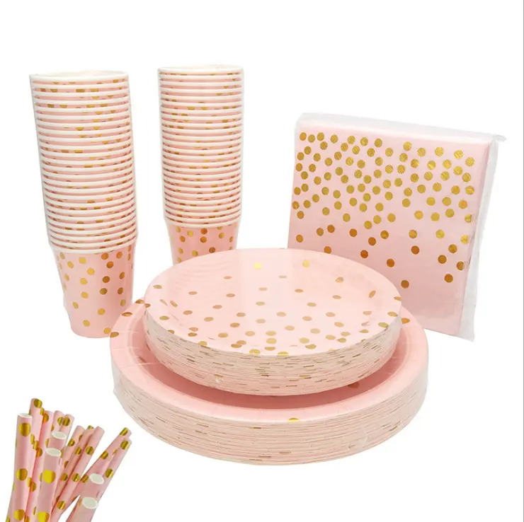 뜨거운 판매 사용자 정의 인쇄 생일 파티 식기 종이 접시 냅킨 컵