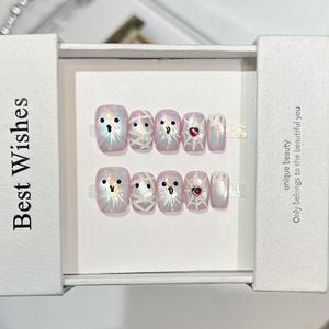 Petite momie gothique presse sur les ongles avec conception fantôme peinte à la main mignon Halloween <span class=keywords><strong>faux</strong></span> ongles pour femmes et filles - Product Image 3