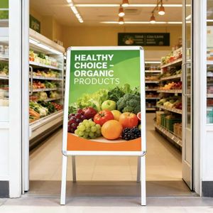 Support d'affichage double face avec cadre en aluminium argenté, conception à ouverture rapide, coins arrondis, tableau blanc pour la promotion des cafés et des boutiques - Product Image 3