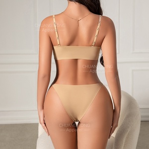 Completo Intimo Sexy da <span class=keywords><strong>Donna</strong></span> Stile Europeo-Americano, Taglie Forti, Senza Cuciture, Reggiseno a Vita Bassa Anti-Cedimento Senza Ferretto per Taglie Piccole - Product Image 3