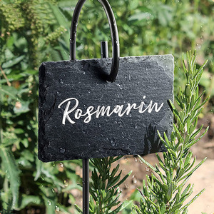 Ensemble de <span class=keywords><strong>10</strong></span> marqueurs de plantes en <span class=keywords><strong>ardoise</strong></span> noire avec tiges en acier, étiquettes, fournitures de <span class=keywords><strong>d</strong></span>écoration de jardin - Product Image 4