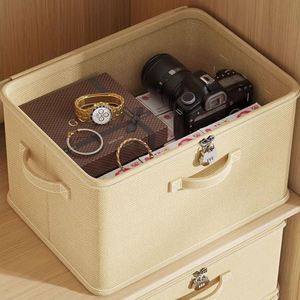 Waterproof Classic Rectangular Closet Organizer Linen Book Toys Storage <b>Box</b> with Handle - Product Image 3