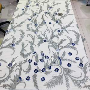 Fourniture en gros de tissu de voile perlé fait à la main brodé de styles jacquard pour robes de mariée accessoire multi-type de l'Inde - Product Image 5