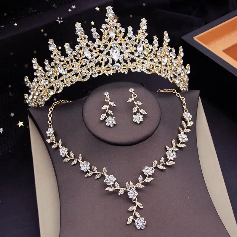 Mujeres corona flor gargantilla collar joya hermosa Tiaras joyería nupcial conjuntos corona