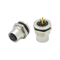 Conector de sensor impermeable ip67, 3, 4, 5, 8, 12 Pines, montado en panel de pared, pcb a, b, d, hembra de código m12, 4 pines