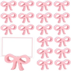 Wooden pink <b>bow</b> place card <b>holder</b> for birthday parties, wedding parties, <b>bow</b> table number <b>holder</b>, cute name cards - Product Image 4