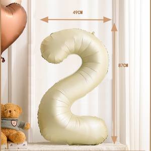 Calcomanía de dígitos de Color crema de 42 pulgadas, globo de cumpleaños estereoscópico 3D, configuración de escena de fiesta inflable para numeración - Product Image 3