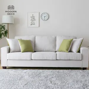 Bank 3 Zits Persoon Bekleding Beige Couch 2021 Canap Sala Muebles Houten Frame Mid Century