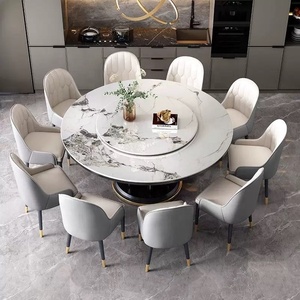 <span class=keywords><strong>Mesa</strong></span> <span class=keywords><strong>de</strong></span> Comedor <span class=keywords><strong>Redonda</strong></span> <span class=keywords><strong>Extensible</strong></span> Moderna con Plato Giratorio Lazy Susan, Gran Superficie <span class=keywords><strong>de</strong></span> Mármol para Comedor Familiar <span class=keywords><strong>de</strong></span> 8-10 Personas - Product Image 1