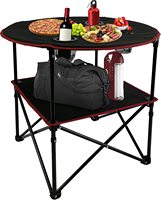 WOQI Mobilier d'extérieur pliable léger et portable en fer et toile imperméable au design moderne Table de camping