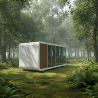 Maison-conteneur écologique en acier, modèle Apple Cabin, design moderne et respirant pour bâtiment de bureaux, vert