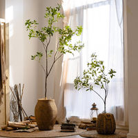 120-210CM Vloerdecoratie Binnen Woonkamer Gepotte Plant met Kunstmatige Takken en Bladeren Kunstboom Kunstplant