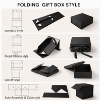 Kundenspezifisches Logo OEM Luxus Schwarze Kleidungsverpackung Faltbare Harte Starre Karton-Geschenkbox mit Magnetverschluss und Band